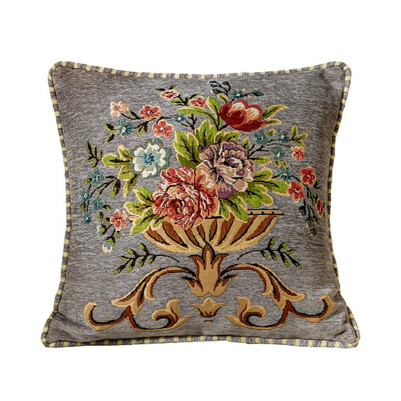 Btomtd 18.8x18.8 in Soft Pillowcase European Emboss Flower Decorative Cushion Cover for Sofa Waist Pillows Car Bedrooms Home Backrests Pillow Cover, Gray