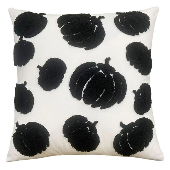 Btomtd 18" x 18" Halloween Throw Pillow Covers with Pumpkins Embroidery, Velvet Thanksgiving Fall Pillow Cases, Holiday Decorative Cushion Covers for Couch Sofa and Bed, C