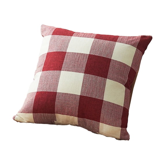 Btomtd 18" x 18" Linen Plaid Pillowcase for Sofa Cushion Cover, Soft and Cozy Square Throw Pillow Covers, Checkered Decorative Pillow Cases for Living Room Bedroom, Red