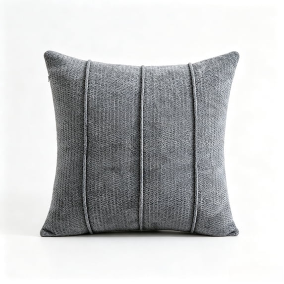 Btomtd 18 x 18 Pillow Covers, Soft Textured Pile Fabric Throw Pillow Cover with Angular Lines, Couch Pillow Cases for Sofa, Gray