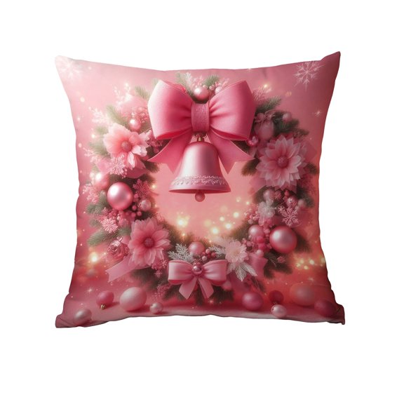 Btomtd 18" x 18" Pink Christmas Pillow Cover for Home and Sofa Decoration, Festive Throw Pillow Covers for Living Room, Soft Decorative Pillow Cases for Cushion, A