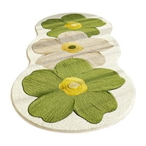 Btomtd 19.68' x 62.99' Flower Floor Mat for Bedside and Coffee Table Non Slip Carpet Cover Living Room Area Rug Thick Blanket Style Home Decor Mat, Green