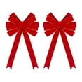 thumbnail image 1 of Btomtd 19.68"x11.02" 2pcs Red Velvet Swallowtail Bow with Decoration Wires for Christmas Trims and Flocking Bows Festive Ornaments and Holiday Bow Accessories, Red-2Pcs, 1 of 9
