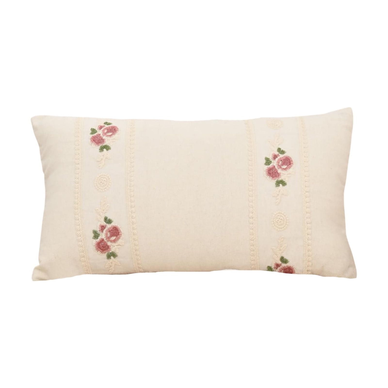 Btomtd 19.6x11.8 in Floral Embroidered Pillow Cover Rose Pattern