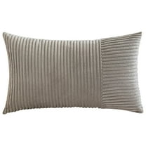 Btomtd 19.6x11.8 in Solid Color Corduroy Splicing Pillow Case Modern Decorative Pillow Cover with Border for Living Room Sofa Waist Cushion Support, Gray