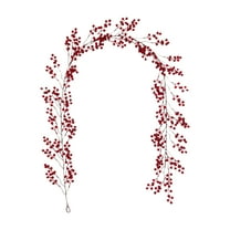 Btomtd 195cm Artificial Rattan Christmas Decoration with Red Fruit Berry for Home Decor Festive Garland Rattan Vines Berries, Red-L