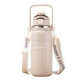 thumbnail image 1 of Btomtd 1L 316 Stainless Steel Insulated Cup, Large Capacity Vacuum Mug with Handheld Strap, Double Wall Insulated Straw Cup and Water Bottle for Travel, Beige, 1 of 6
