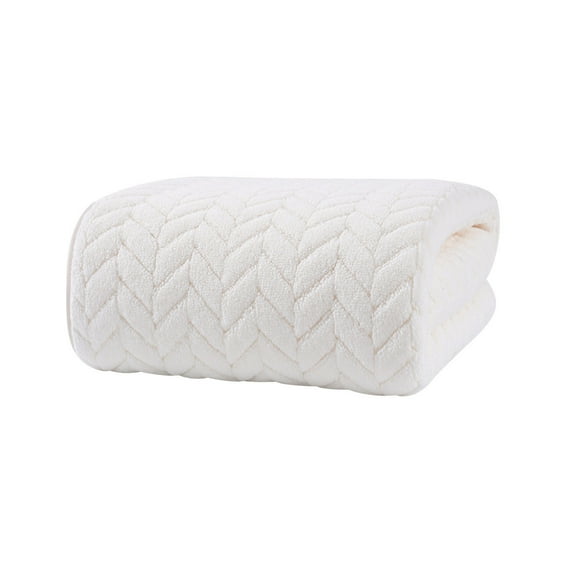 Btomtd 1pc Velvet Strip Patterned Hand Towels 23.62x11.81 inch Super Absorbent Dry Towels for Adult Daily Use Soft Bathroom Towels for Home and Travel, White