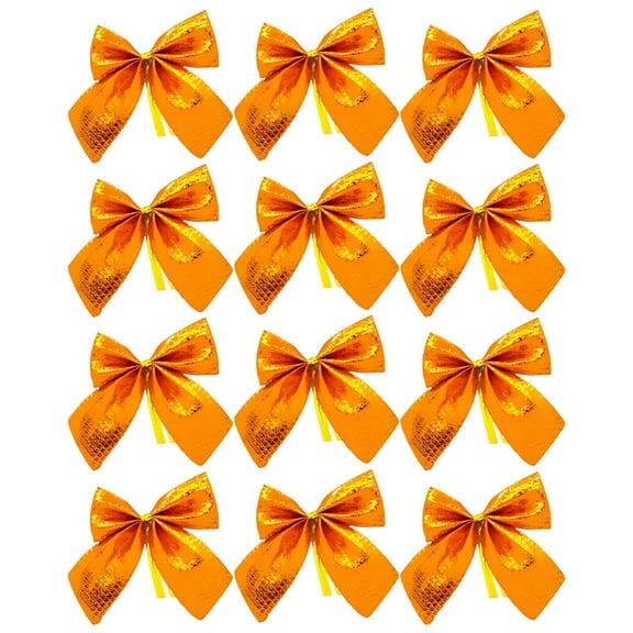 Btomtd 2.36"x2.16" 12pcs Mini Christmas Tree Hanging Ornaments and Decorations Small Festive Bows and Holiday Ornaments for Seasonal Displays, Orange