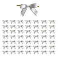 thumbnail image 1 of Btomtd 2.75"x1.96" 50pcs Hand Tied Ribbon Bow for Baking Cake Gift Packaging and Finished Boxes Rimmed Ribbon Bows and Ornaments for Celebrations, White, 1 of 6