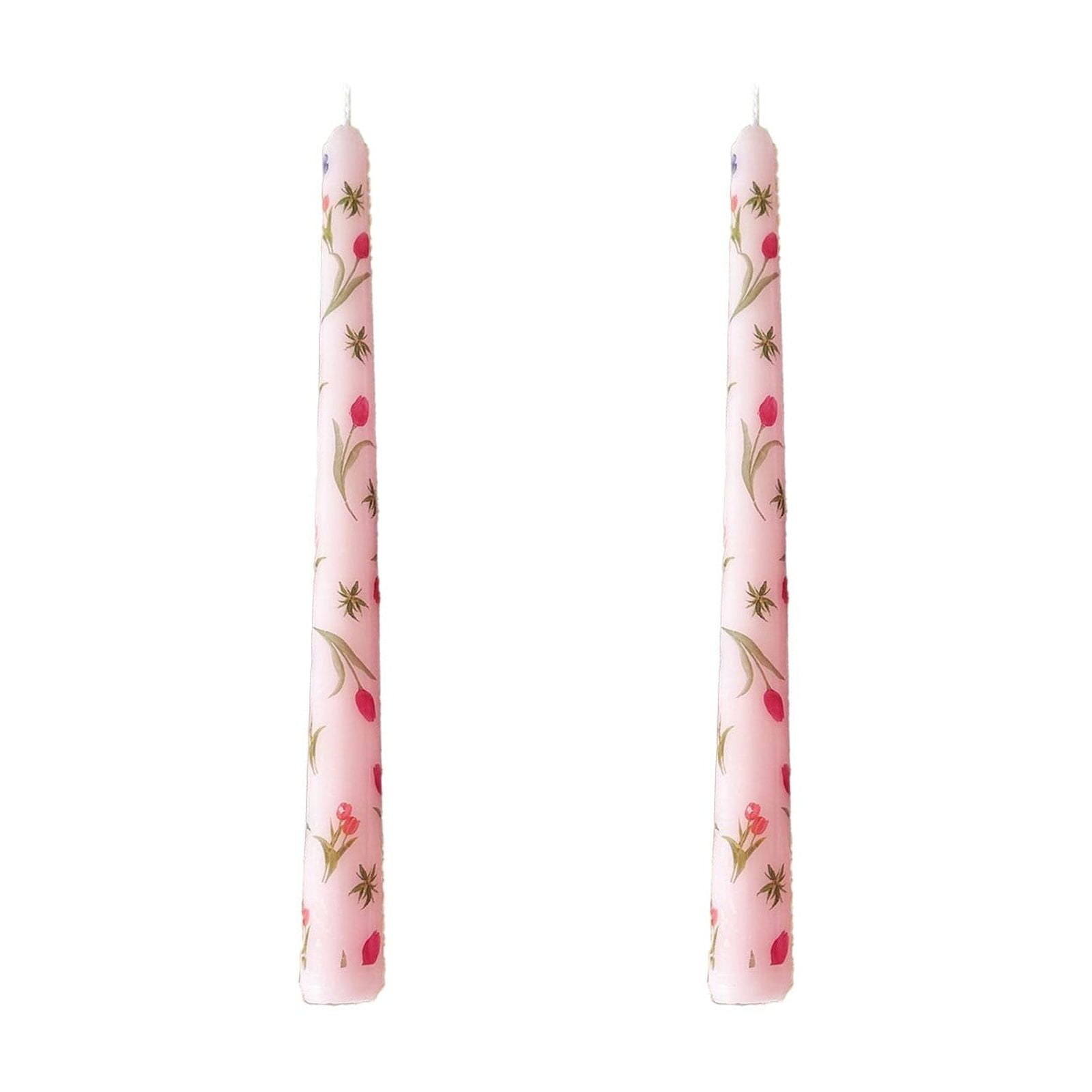 Btomtd 2-Pack Long Pole Candles with Flower Print, 10 inch Tasteless ...