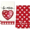 thumbnail image 1 of Btomtd 2-Pack Valentine's Day Dish Towels, Absorbent Kitchen Towels And Drying Cloth Set, Household Tea Cleaning Towel for Cooking, Size 24" x 16", A, 1 of 6