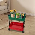thumbnail image 1 of Btomtd 2-Tier Rolling Cart for Living Room Snacks and Fruit, Mobile Kitchen and Bathroom Storage Rack, Multifunctional Home Organizer Shelf 13"W x 9"D x 16"H, Green-Red, 1 of 6