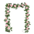 thumbnail image 1 of Btomtd 220cm Artificial Rose Vines Garland 10 Heads for Wedding Party Wall Mantel Decor with Rattan Arrangement, Pink, 1 of 6