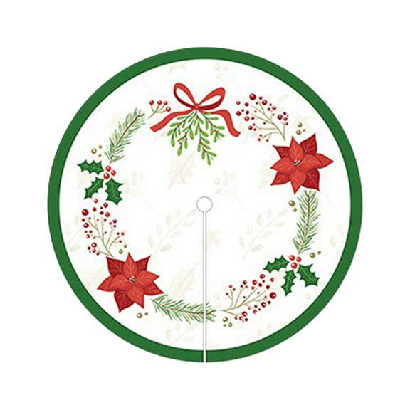 Btomtd 24" Round Christmas Tree Skirt, Christmas Eve Living Room Carpet and Floor Mat, Festive Tree Base Christmas Decorations, Christmas Ornaments, White