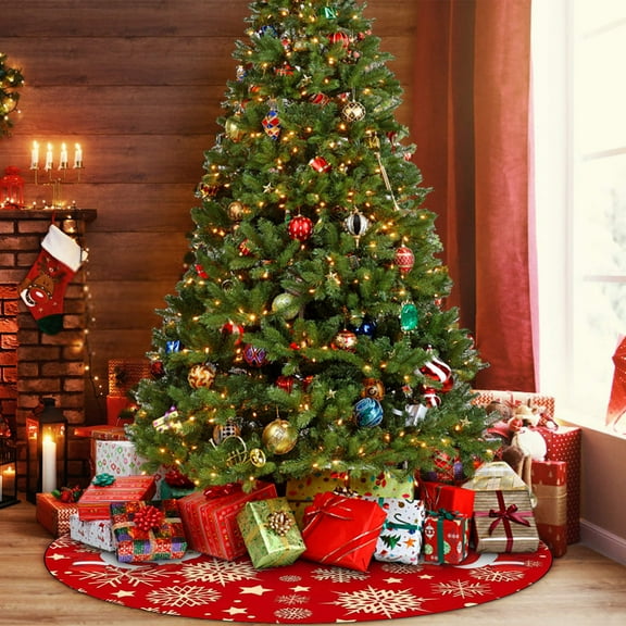 Btomtd 24" Santa Claus and Snowflake Christmas Tree Skirt for Tree Bottom Decoration Velvet Embellished Holiday Tree Skirt Mat for Merry Chirstmas Party Decor, A