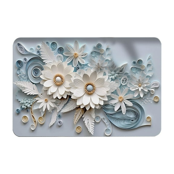 Btomtd 24"x16" Diatomite Three Dimensional Flower Doormat, Non Slip Quick Drying Floor Mat, Soft Washable Carpet and Area Rug for Bathroom and Foot Comfort, A