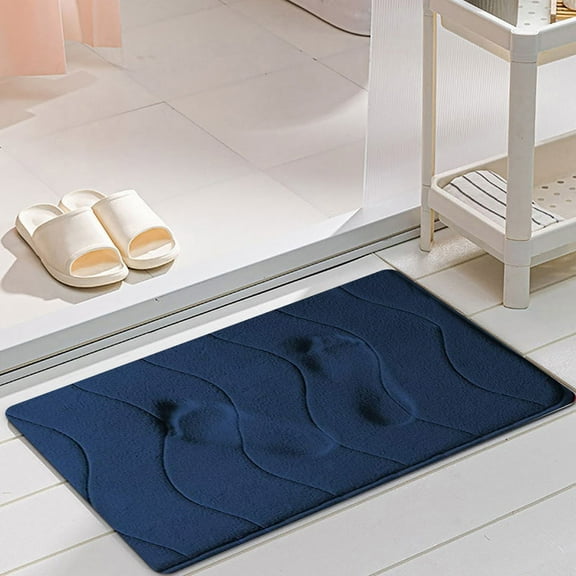 Btomtd 24"x16" Sponge Absorbent Doormat for Toilet, Non Slip Kitchen Floor Mat, Versatile Carpet for Entrance and Bedroom, Household Practical Area Rug, Navy