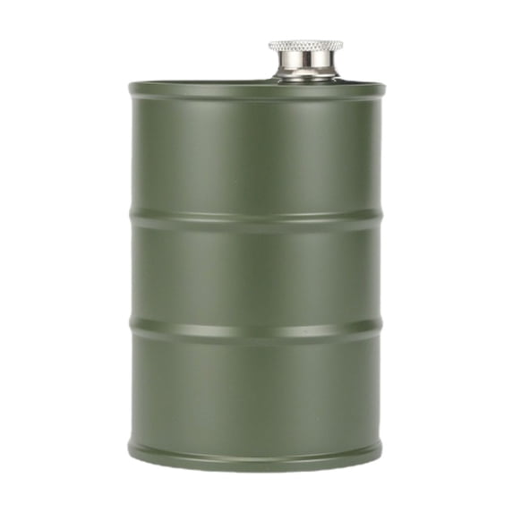 Btomtd 25oz Wine Barrel Shape Decanter and Flask, Stainless Steel Cylindrical Liquor Bottle, Original Wine Container and Flasks for Liquor, Green