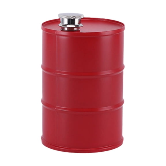 Btomtd 25oz Wine Barrel Shape Decanter and Flask, Stainless Steel Cylindrical Liquor Bottle, Original Wine Container and Flasks for Liquor, Red