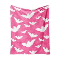 Btomtd 30"x40" Halloween Print Flannel Blanket Small Cover Soft Texture Air Conditioning Blanket Cozy Throw Blanket Festive Bed Blanket, Pink