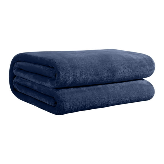 Btomtd 30"x40" Solid Color Double Sided Flannel Blanket Summer Air Conditioning Office Nap Blanket All Season Thin Texture Cozy Bed Blanket Soft Throw Blanket, Dark Blue