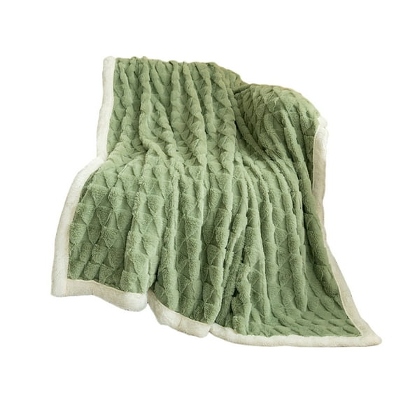 Btomtd 30"x40" Thick Warm Blanket for Home Leisure Lunch Break Cozy Blanket Solid Color Texture Autumn Winter Bed Blanket Heavy Throw Blanket, Green