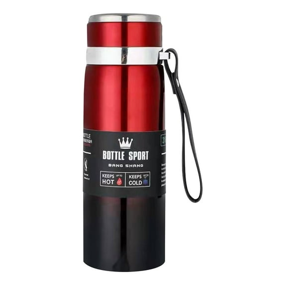 Btomtd 27oz Winter Insulation Cup with Rope, Stainless Steel Large Capacity Watr Bottle for Outdoor and Vehicle Use, Portable Car Mug and Water Bottle, Red