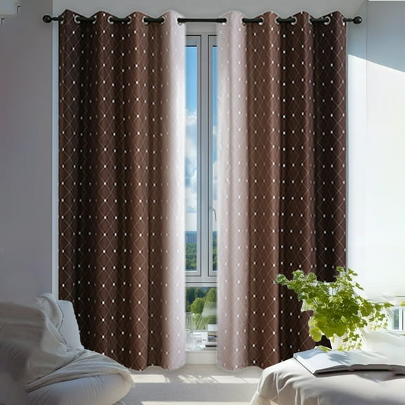 Btomtd 2pcs Blackout Curtains with Gradient Look, Heat Insulating Sunscreen Curtains for Bedroom, Blackout Curtain Panel Pairs for Living Room and Balcony - 51.96"x84.25", Brown-M