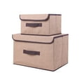 thumbnail image 1 of Btomtd 2pcs Large And Small Flip Storage Boxes Set Foldable Fabric Storage Chests with Handles for Garment and Linens Management, 20L, Beige, 1 of 5