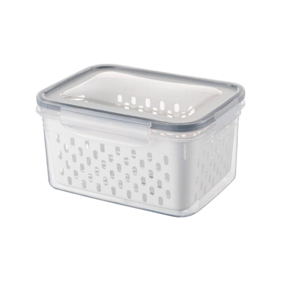 Btomtd 3 in 1 Fruit and Vegetable Storage Containers, Fridge Draining Fresh Produce Organizer Storage Box with Lid, Large Colander and Storage Bins, Size 1750ml, M