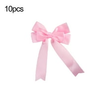 Btomtd 3.93"x2.55" 10pcs Hand Made Polyester Ribbon Bow with Dovetail Design for Christmas Tree Decoration Holiday Ornaments and Festive Bows for Home Decor, Pink