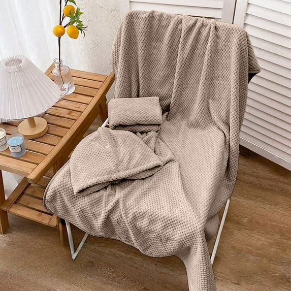 Btomtd 3-Pack Cozy Towels Set, Included Towel Bath Towel and Shower Cap, Extra Large Absorbent Bath Towels, Super Soft Microfiber Towels for Household, Khaki
