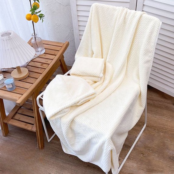 Btomtd 3-Pack Cozy Towels Set, Included Towel Bath Towel and Shower Cap, Extra Large Absorbent Bath Towels, Super Soft Microfiber Towels for Household, White