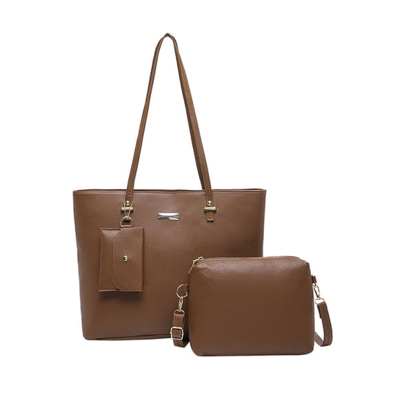 Btomtd 3 Piece Set of Women's Shoulder Bags, Multi-Functional Casual Crossbody Bag and Shoulder Handbag, Large Capacity Fashionable Tote Bag and Purse with Wallet, Brown