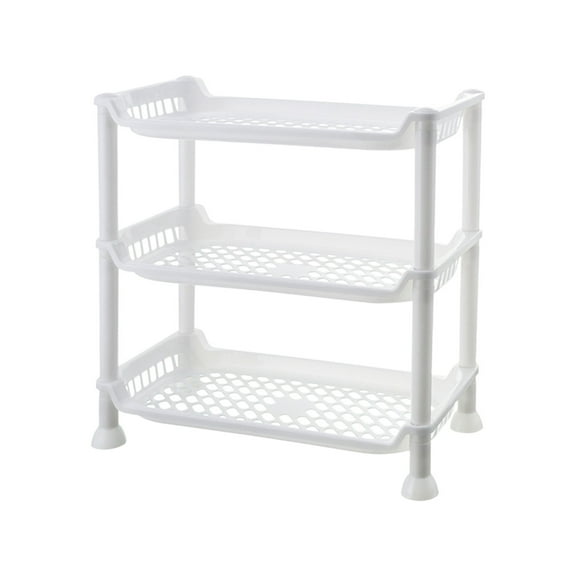 Btomtd 3 Tier Multi Room Storage Shelf Bathroom Kitchen and Desktop Organizing Rack System Practical Storage Rack, White