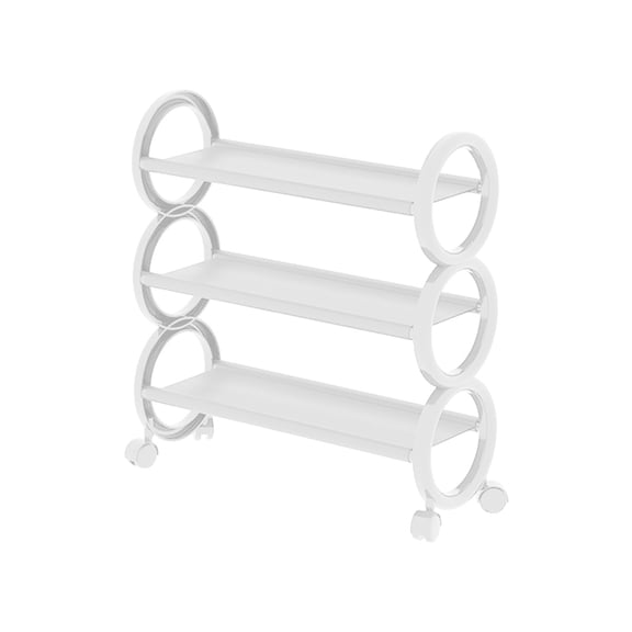 Btomtd 3 Tier Rolling Shoe Cabinet On Wheels Movable Shoe Rack Storage Organizer for Entryway, White