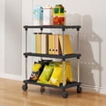 thumbnail image 1 of Btomtd 3-Tier Storage Shelves with Wheels, Floor Storage Rack for Pantry Or Closet, Easy To Move Shelving Unit for Kitchen and Bath 16"W x 8"D x 23"H, Black, 1 of 6