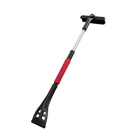 Btomtd 3-in-1 Car Windshield Snow Removal Tool, Retractable Snow Brush with Ice Scraper and Shovel, Window Snow Shovel for Winter, Size 29"-36"Lx8"W, Red