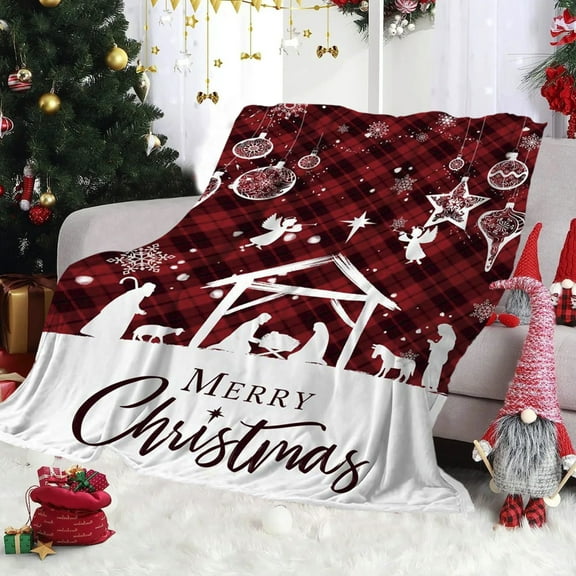 Btomtd 30"x40" Christmas Throw Blanket for Sofa, Breathable Fuzzy Texture and Machine Washable Blanket, Cozy Couch Blanket and Practical Bed Blankets for All Seasons, B