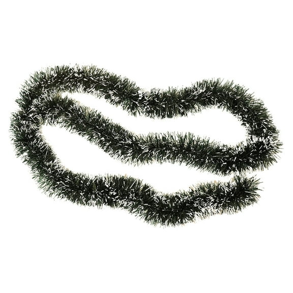 Btomtd 300cm Dark Green Garland with White Edge for Christmas Scene Featuring Pull Flower Ribbon and Snowflake Wool Encrypted Rattan for Holiday Garland Decor, Green-S