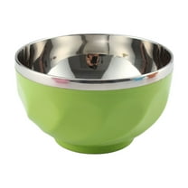 Btomtd 304 Stainless Steel Double Layer Sammy Soup Bowl Insulated Rice Bowls Household Colorful Soup Bowl for Dinner Practical Tableware Bowls, Green