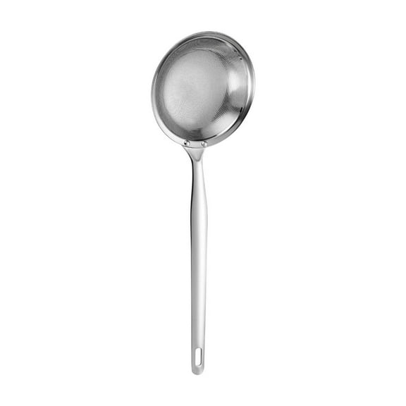 Btomtd 304 Stainless Steel Fine Mesh Colander Spoon, Strainer with Handle for Sifting and Draining, Fine Mesh Kitchen Strainer Spoon Utensil, Size 11"x3.7", S