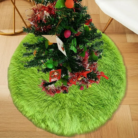Btomtd 31" Green Christmas Tree Skirt for Home Decor Soft Tree Skirt Carpet for Xmas Tree Decoration Cozy Christmas Tree Apron for Holiday Home Party, M