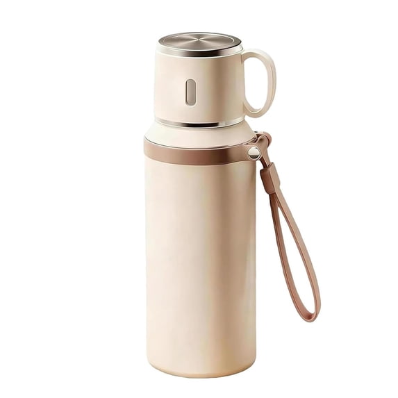 Btomtd 316 Stainless Steel Vacuum Insulated Water Bottle with Lidded Cup - 20oz Water Kettle for Sports and Travel, Protable Bottles, White