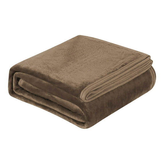 Btomtd 40"x60" Solid Color Fleece Blanket Super Soft Bed Blanket for Sofa Bedding Cozy Bed Blanket Thick Throw Blanket, Coffee