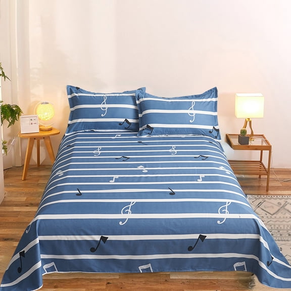 Btomtd 3Piece Bed Sheets Set with Flat Sheet and 2 Pillowcases Shrinkage and Fade Resistance for Easy Care Complete Bedding Set Queen Comforter Set, 88.58'x78.74', D