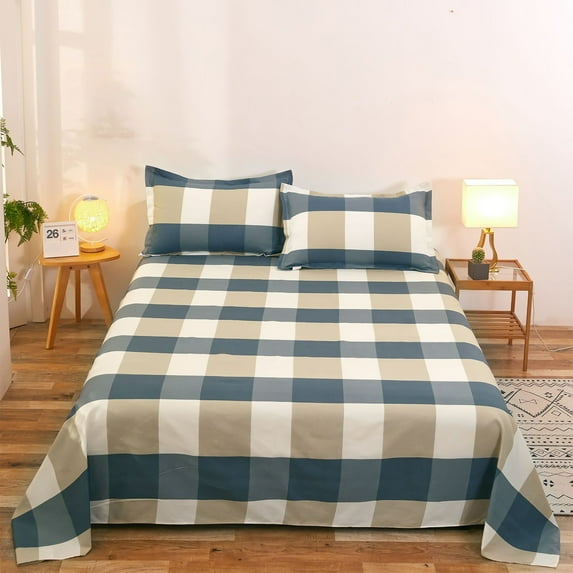 Btomtd 3Piece Bed Sheets Set for All Seasons Includes Bed Sheet and 2 Pillowcases Shrinkage Fade Resistant Easy Care Soft Comforter Set Complete Bedding Set, 47.24'x90.55', D