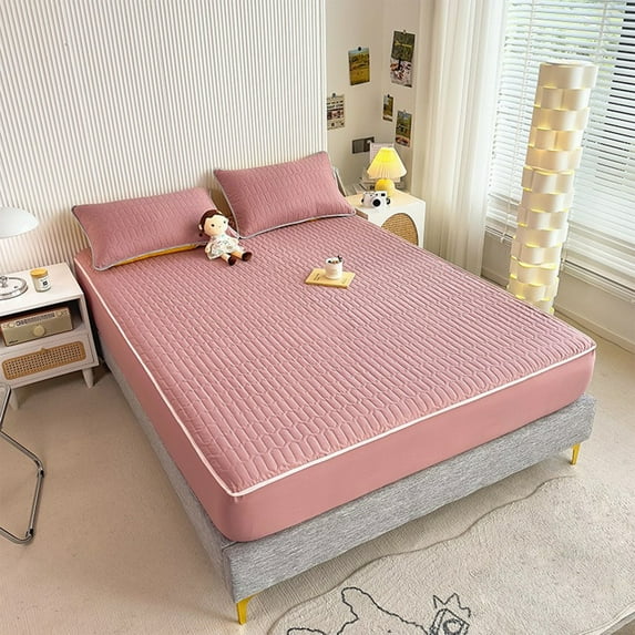 Btomtd 3Piece Ice Silk Bed Sheets Set for Double Bed Summer Cool Sense Comforter Set of Silk Bedroom Decor Smooth and Cooling Bedding Set Includes Sheet 2Pillowcases, 78.74'x59.05', Pink