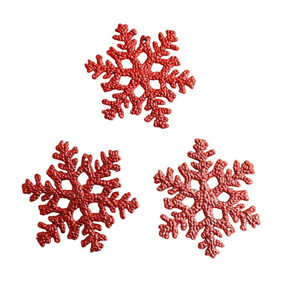 Btomtd 3pcs Double Sided Snowflake Ornaments, Shiny Christmas Tree Pendant Set, Snowflake Hanging Decoration Gifts, Winter Decor and Festive Ornaments, Red